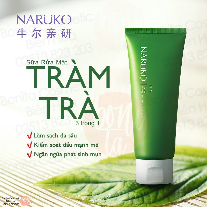 SỮA RỬA MẶT NARUKO ĐẤT SÉT 3in1 TRÀM TRÀ