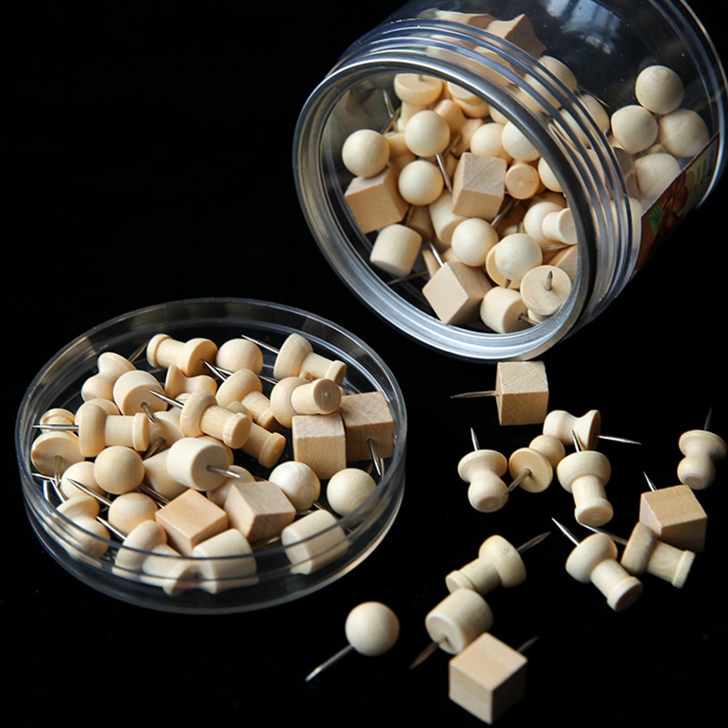 Set 30 Đinh Ghim Nhiều Kích Cỡ Bằng Gỗ Màu Sắc Đơn Giản Trang Trí Móng Tay DIY