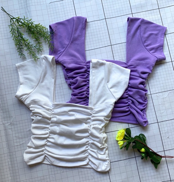 Áo 2 dây nhún body cổ vuông croptop
