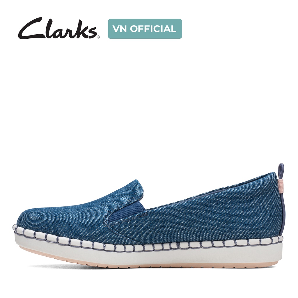 Giày lười nữ CLARKS Step Glow Slip màu xanh Denim