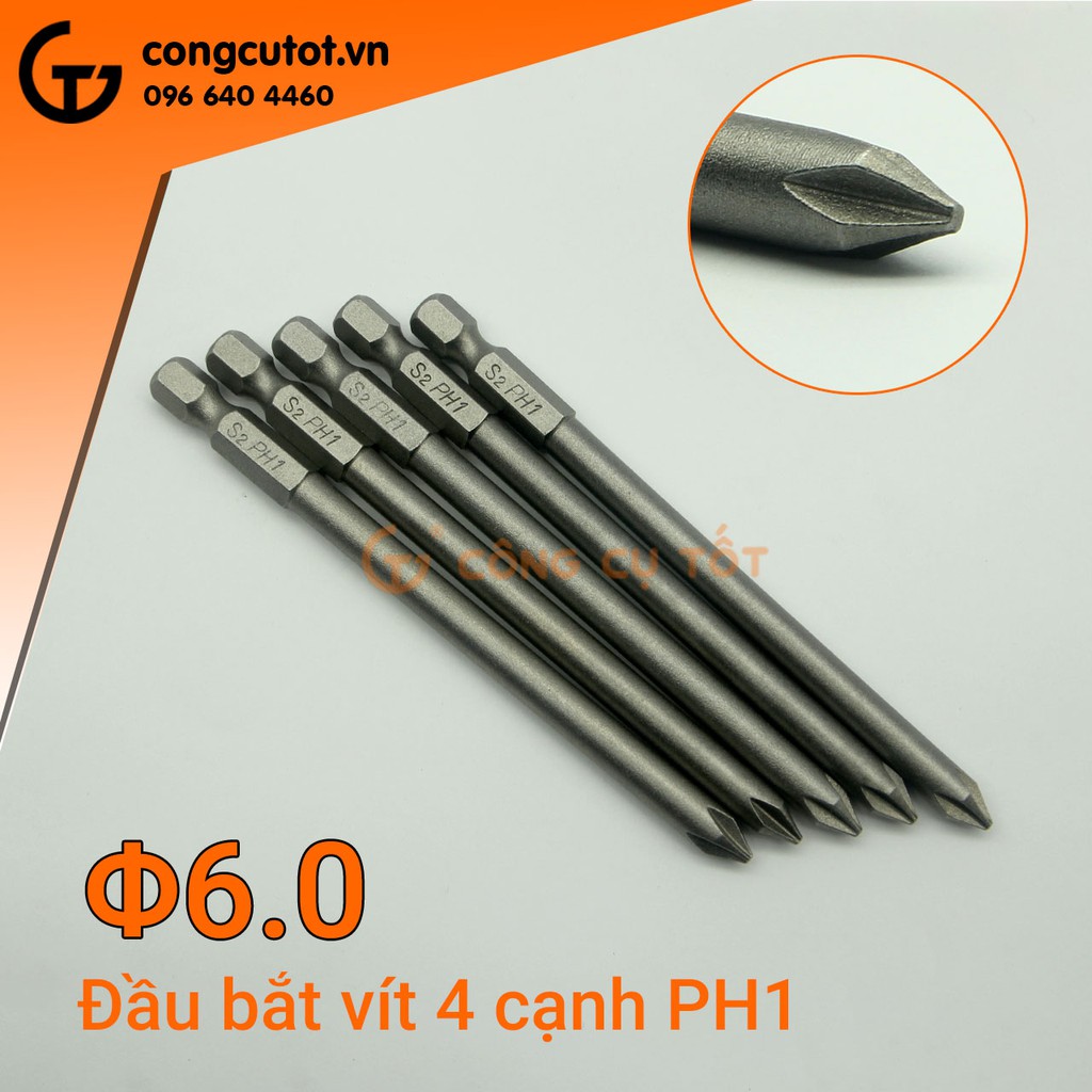 Đầu bắt vít 4 cạnh PH1 chuôi lục