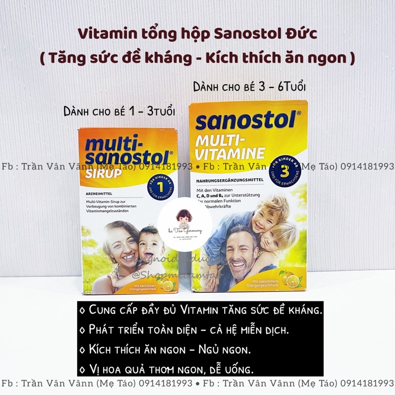 (Hàng air) Vitamin tổng hợp Sanostol Đức - Vitamin tăng sức đề kháng, kích thích ăn mgon cho bé