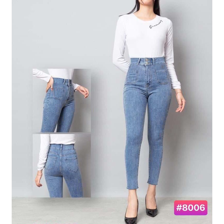 Quần Jean Nữ Lưng Cao Túi Trước 2 cúc (Hình Thật ) | BigBuy360 - bigbuy360.vn