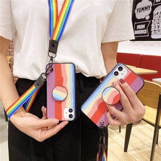 Ốp điện Thoại Cầu Vồng Dây Buộc Giá đỡ Cho Iphone 11 Pro Max 6 6s 7 8 Plus X Xs Max Xr Iphone 12 Pro Max 12 Mini