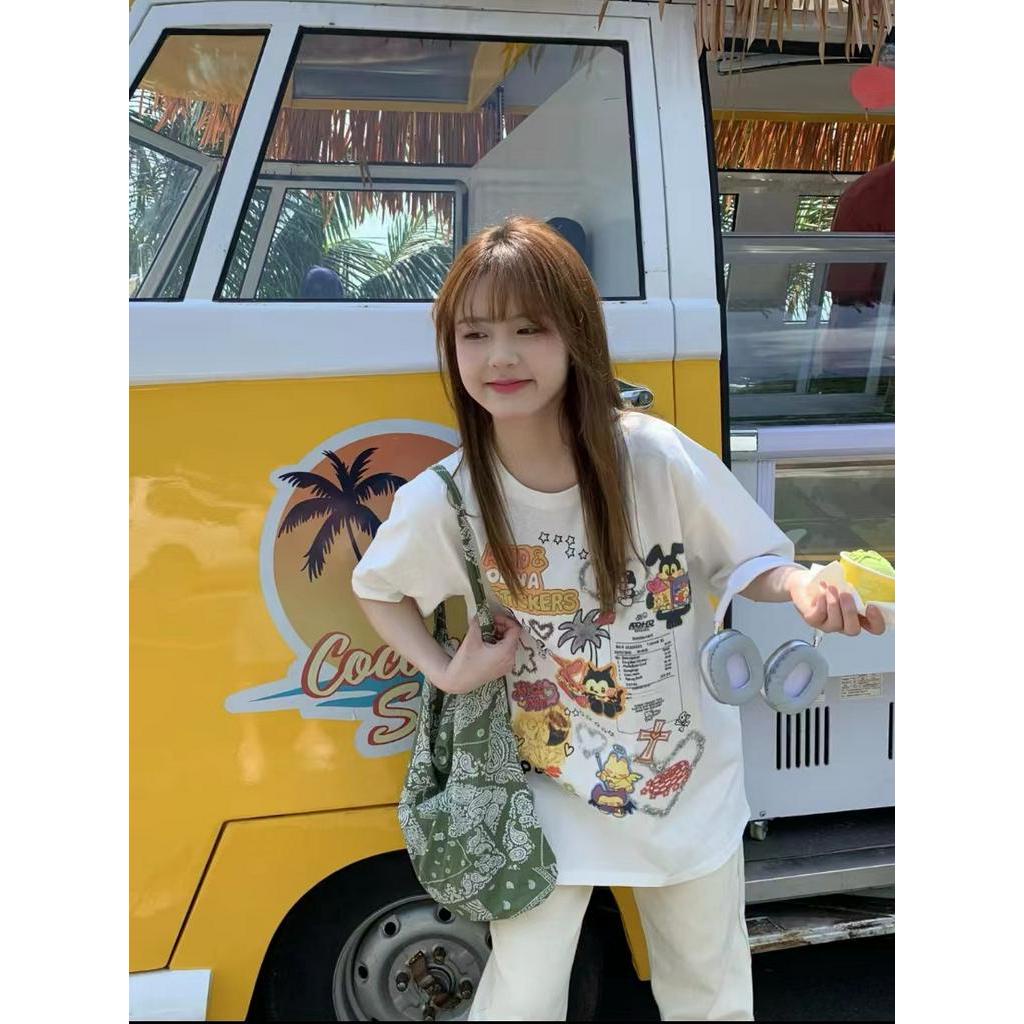 61876 Áo Thun Tay Ngắn Cotton Tinh Khiết In