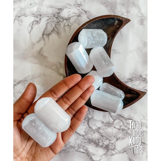 SELENITE TUMBLED STONE - Viên đá thanh tẩy Selenite - THẢO MỘC XÔNG NHÀ