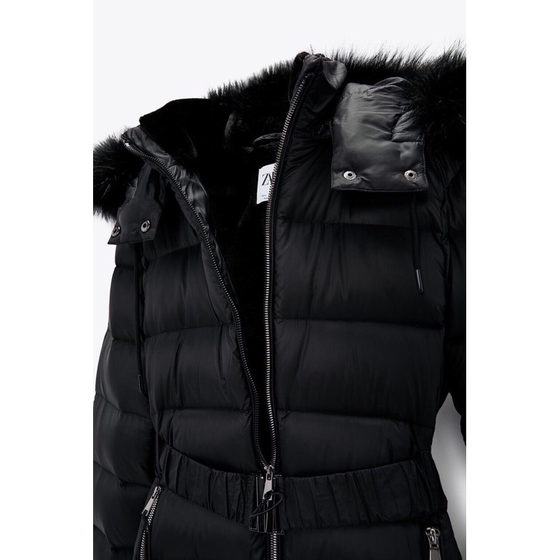 Áo phao lông vũ đai eo