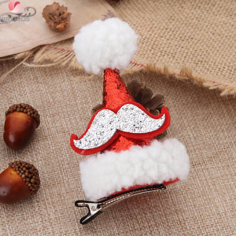 Kẹp Nón Noel Lông Cừu Kim Tuyến Lấp Lánh Xinh Xắn