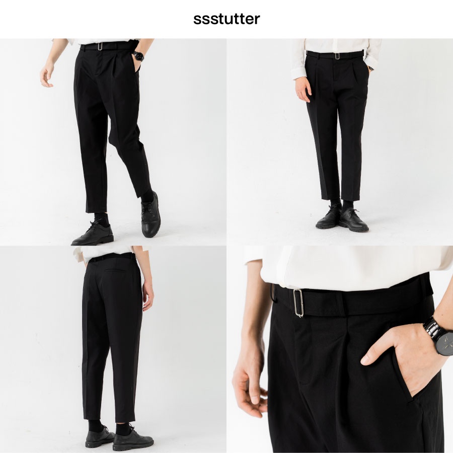 Quần dài nam dáng suông SSSTUTTER vải thô đứng dáng có đai cai pants