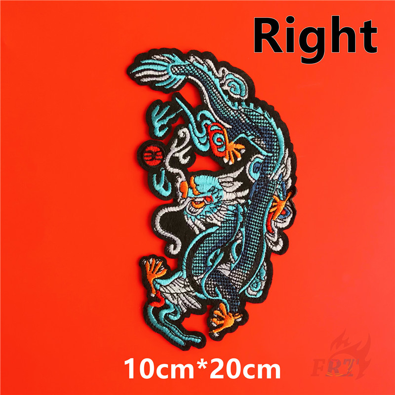 Miếng vá ủi thêu trang trí quần áo hình rồng kiểu Trung Hoa 10cm x 20cm