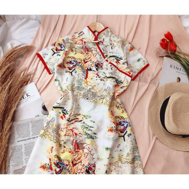 Đầm Body Cổ Tàu, Sườn Xám Cách Tân Hoạ Tiết Cổ Điển , Màu Sắc Trẻ Trung Quyến Rũ Thời Trang Cho Nữ. | BigBuy360 - bigbuy360.vn