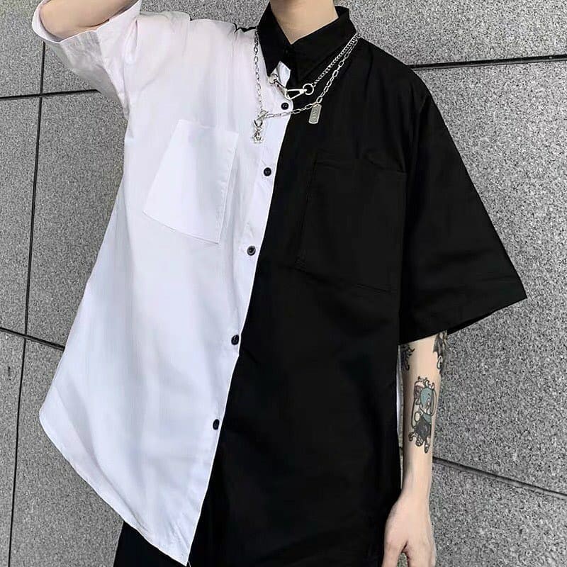 Sơ mi mix đen - trắng size M L