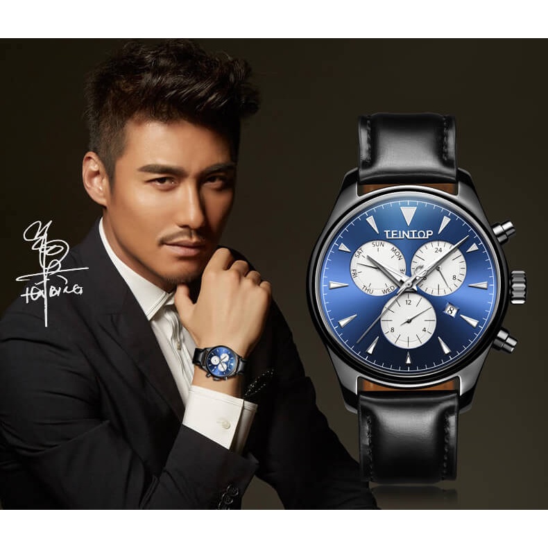 Đồng hồ nam chính hãng Teintop T7837-3 Kính sapphire ,chống xước,Chống nước,dây da máy cơ(Automatic),Bảo Hành 12 Tháng