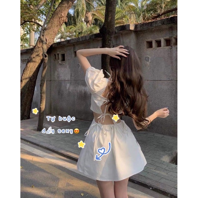 VÁY Hở Lưng Sexy Body Công Chúa 🦋 Đầm Nữ Đẹp Xanh Trắng Đen Hotrend 🦋