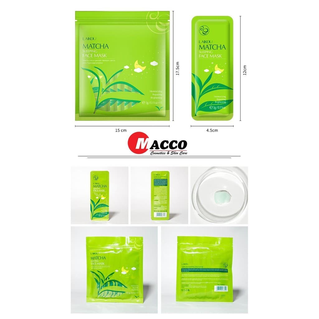 Bịch 15 Miếng Mặt Nạ Ngủ Trà Xanh Matcha Mud Mask Laikou | BigBuy360 - bigbuy360.vn