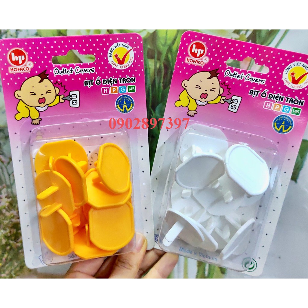 10 cái Bịt Ổ Điện Tròn HOFACO An toàn cho bé - Hàng Việt Nam Chất Lượng Cao - Bịt ổ điện tròn HPG145