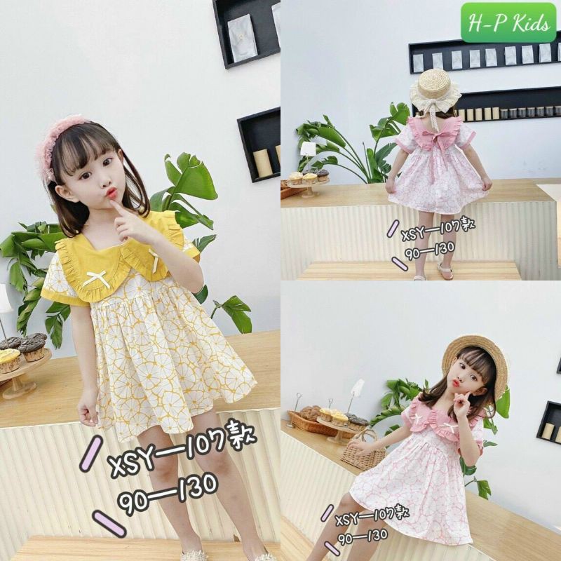 váy đũi cổ bèo bé gái