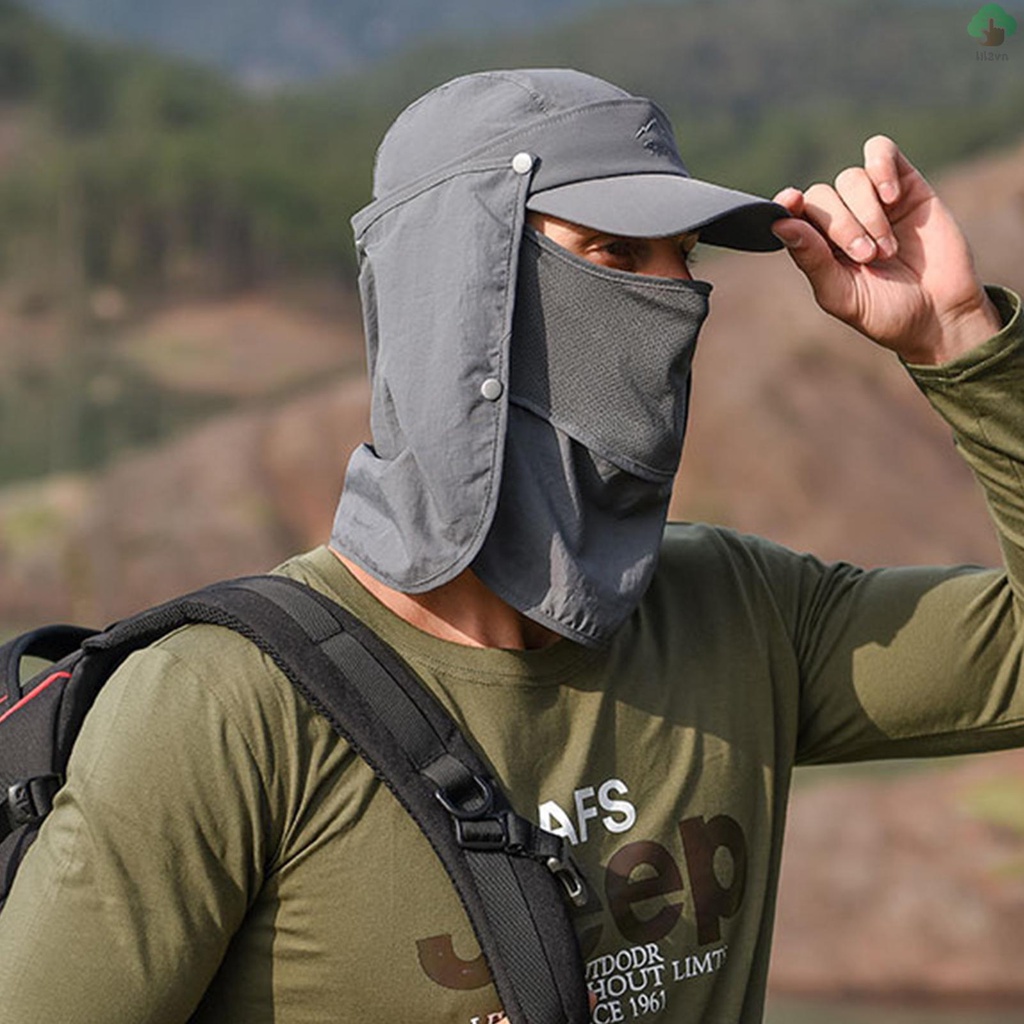 Mũ Chống Nắng Kèm Khăn Che Mặt Chất Liệu Khô Thoáng Nhanh Thời Trang Mùa Hè Cho Nam Và Nữ