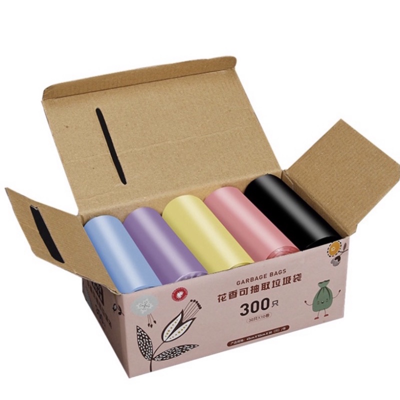 300 Túi Đựng Rác Tự Phân Hủy Sinh Học Có Hộp Rút Tiện Lợi - Bao Rác Có Mùi Thơm - Bao Bì Túi Đựng Rác