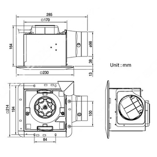 [Panasonic | FV-17CU8 | FV-24CU8 | FV-24CD8 | FV-24CH8] Quạt hút âm trần, ống dẫn 100, 1 tốc độ
