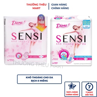 Băng vệ sinh Diana Sensi siêu mỏng cánh/ không cánh 8 miếng