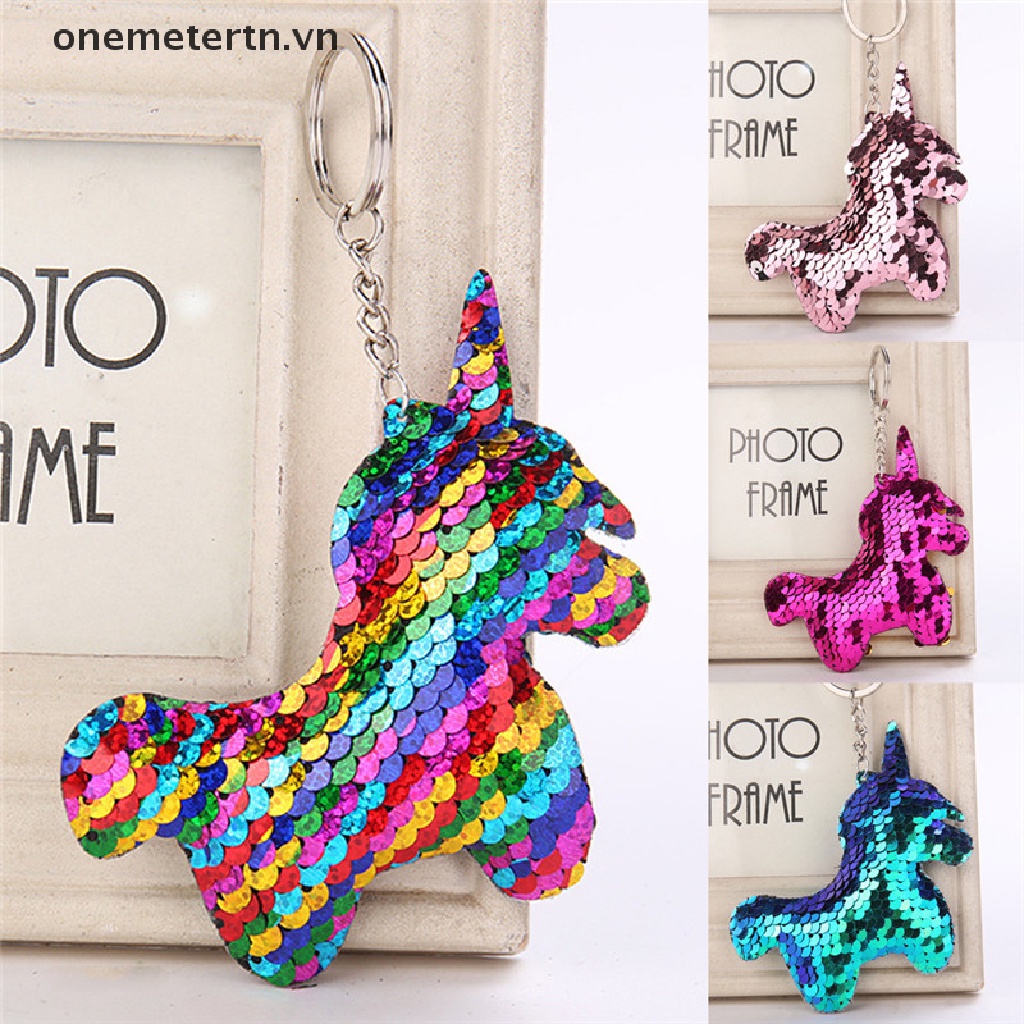 Móc Khóa Hình Kỳ Lân Đính Sequin Lấp Lánh Dễ Thương
