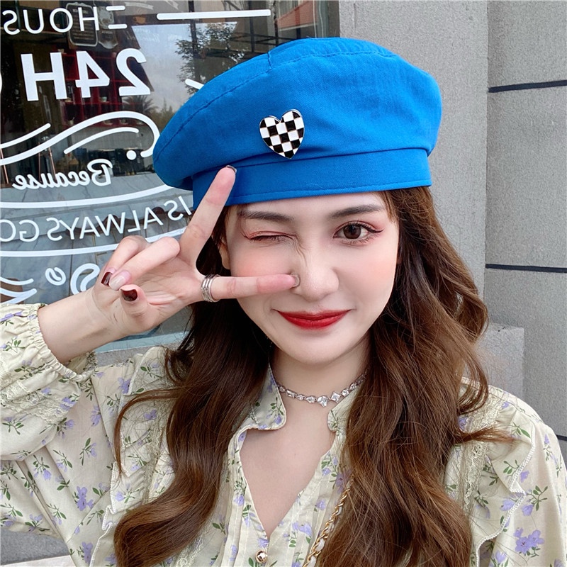 Mũ Beret Màu Xanh Dương Phong Cách Thời Trang Xuân Hè Nhật Bản 2022