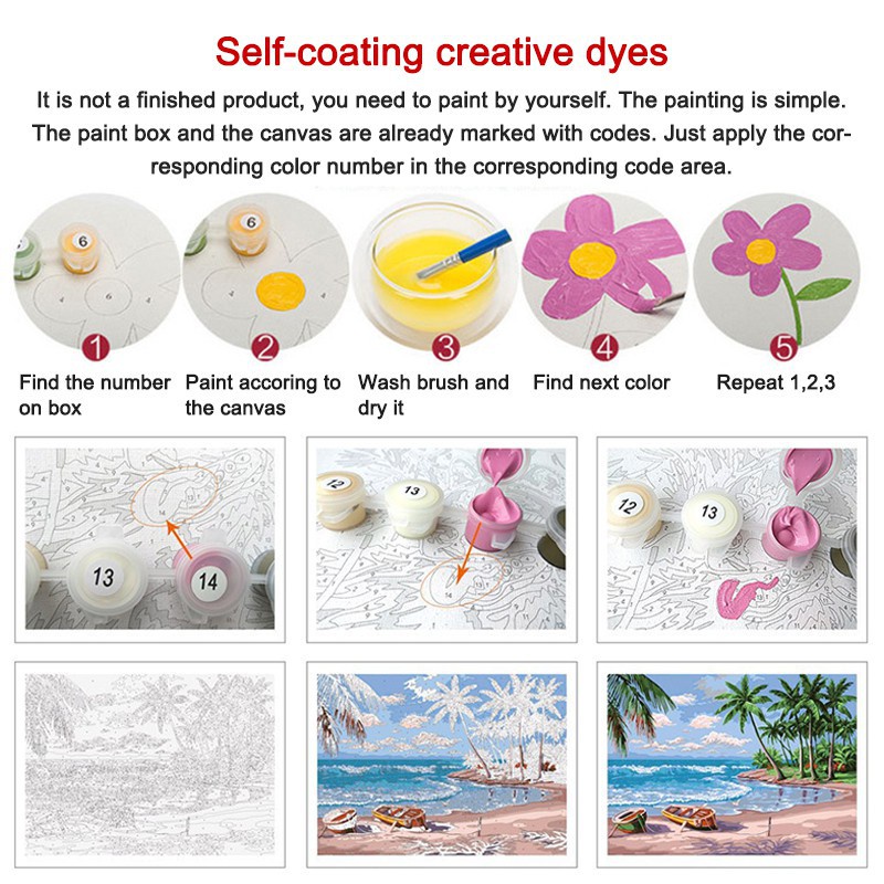 Bộ Tranh Sơn Dầu Trang Trí Tự Làm 40*50cm 01