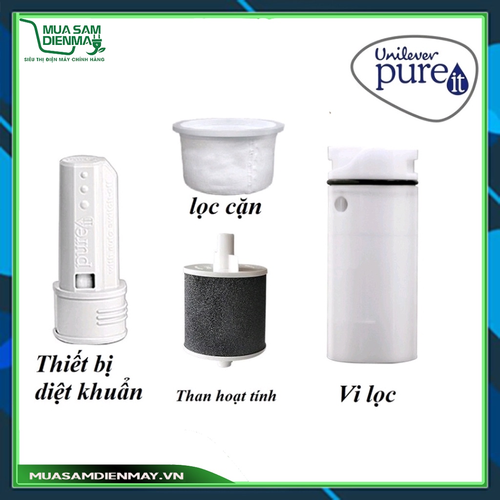 Bộ 4 lõi lọc Pureit Excella thay thế máy lọc nước Pureit Excella lọc cặn diệt khuẩn than hoạt tính công suất 3000L