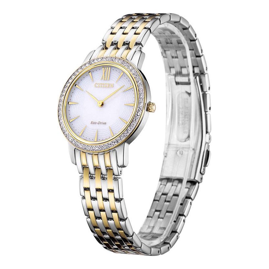Đồng Hồ Nữ Citizen Đính Đá Swarovski Dây Thép Không Gỉ EX1484-81A - Mặt Trắng (Sapphire)