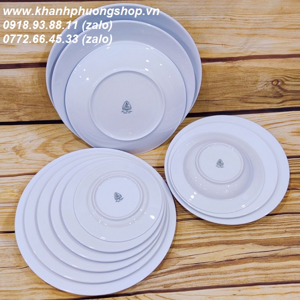 Dĩa sứ trắng Minh Long tròn trơn 13,15,18,20,22cm - dĩa sứ trắng Minh Long tròn trơn