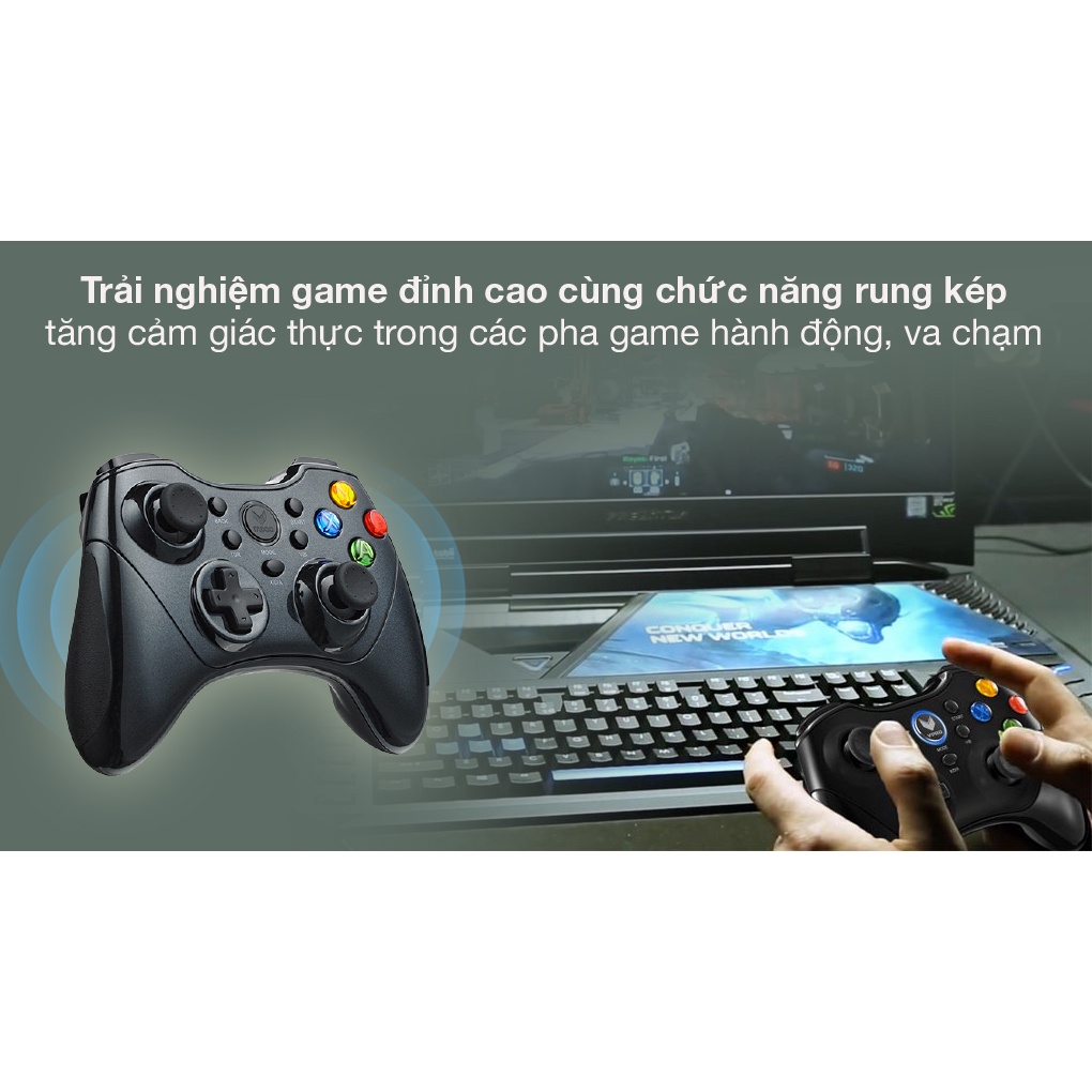 Tay cầm Game pad Rapoo V600S không dây, controller wireless chính hãng Rapoo