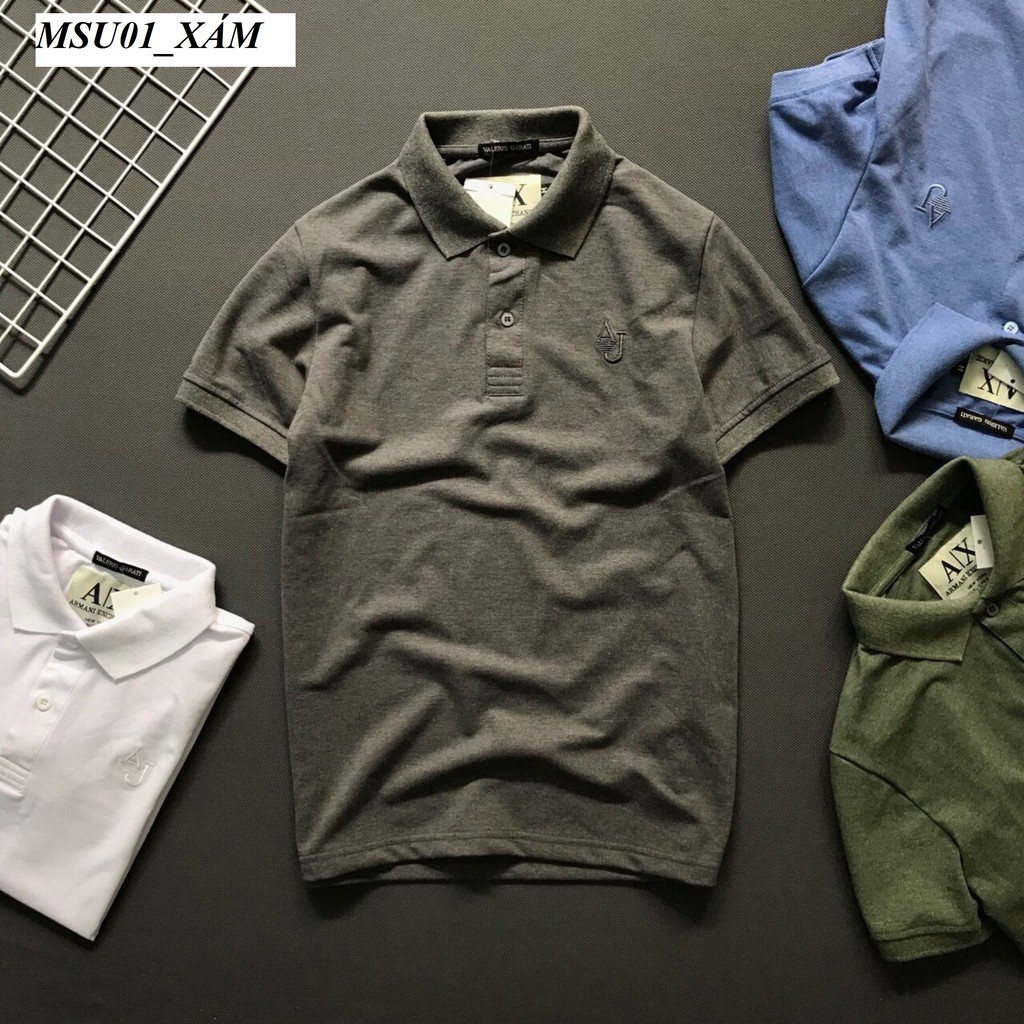 {HÌNH THẬT} Áo Thun Nam Có Cổ Logo Thêu Săc Xảo Hàng Xuất Khẩu Cao Cấp MSU01 | BigBuy360 - bigbuy360.vn
