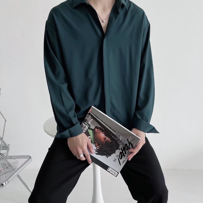 Áo Sơ Mi Nam Tay Dài Dáng Rộng Phong Cách Hip Hop