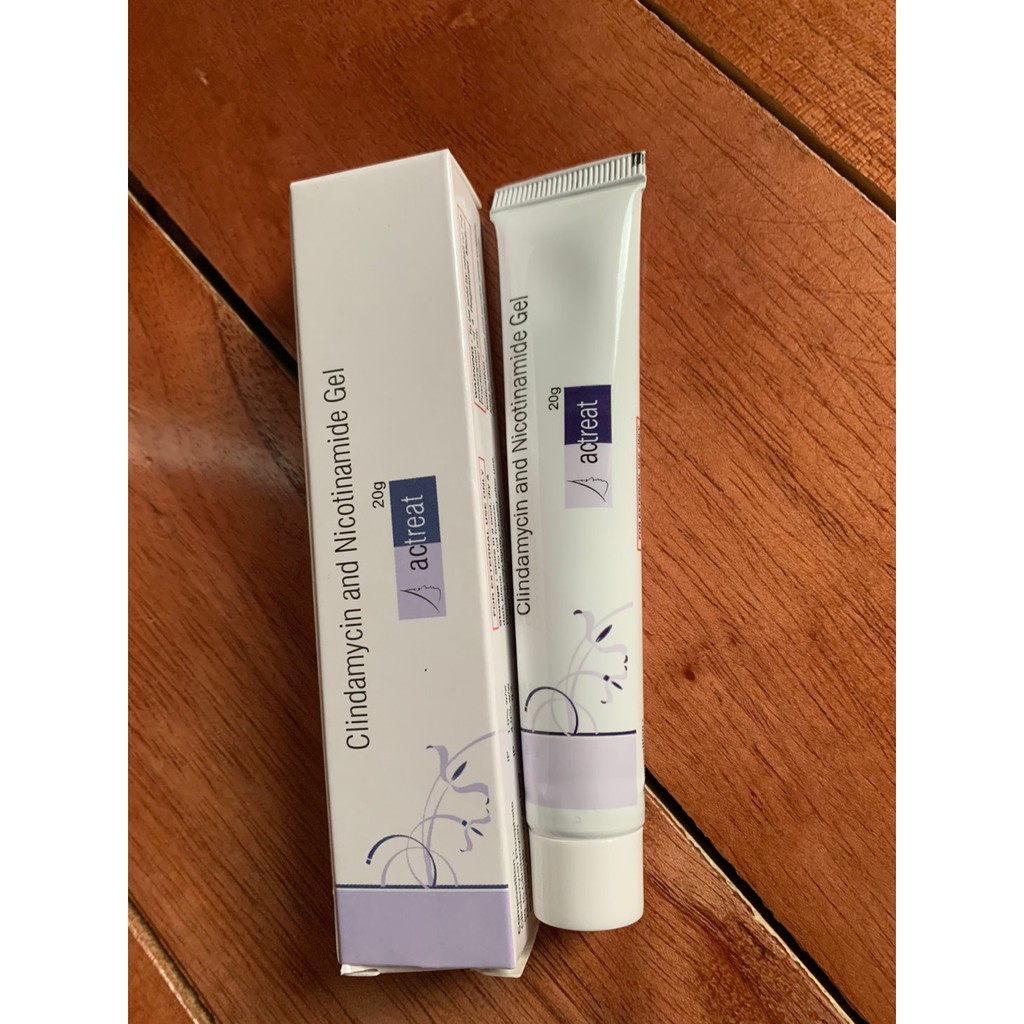 Gel Actreat Clindamycin 1% + Nicotinamide 5% loại bỏ mụn, chống viêm 20g.