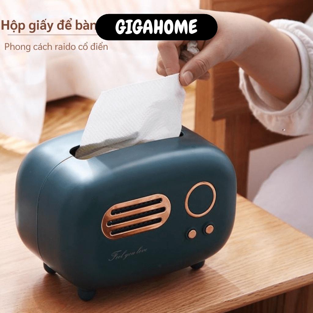 Hộp Đựng Khăn Giấy GIGAHOME Hộp Giấy Để Bàn Retro, Kiểu Radio Cổ Điển Trang Trí 1040