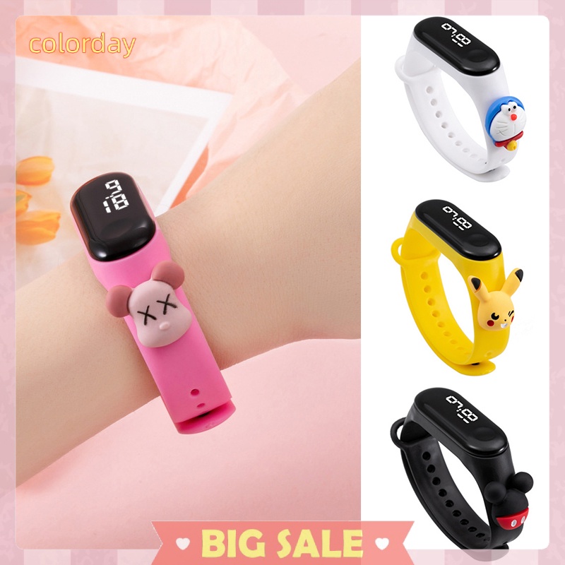 Đồng hồ đeo tay điện tử chống nước có đèn LED trắng hoạt hình cho trẻ em thumbnail