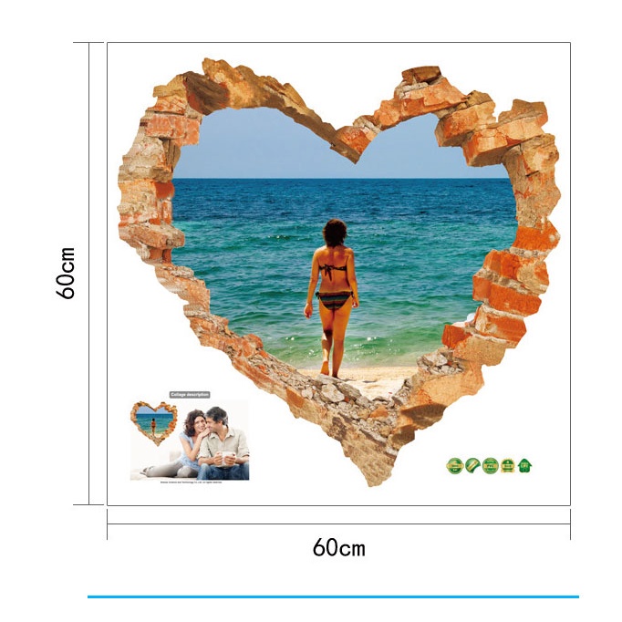 Decan dán tường, tranh dán tường đẹp ô cửa sổ kích thước 60x60cm SK6005