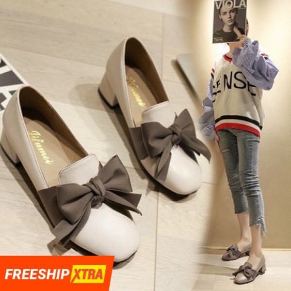Giày Nơ Lụa Phong Cách Hàn Quốc 3cm TTP4