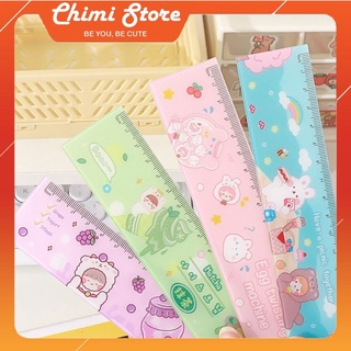 Thước kẻ họa tiết hoạt hình Chimi HT027, thước kẻ học sinh Acrylic loại 15cm