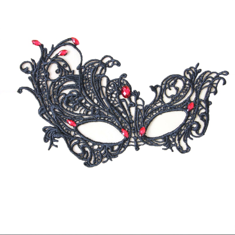 Băng Đô Ren Đen Nửa Mặt Dùng Hóa Trang Tiệc Halloween