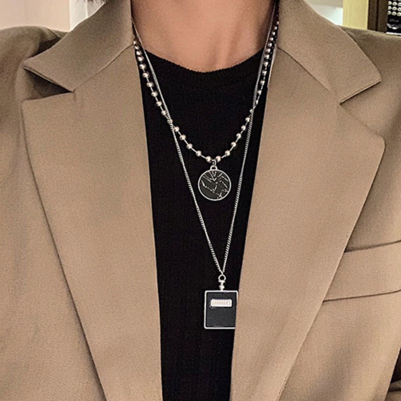 Dây Chuyền Hai Lớp Phong Cách Hip Hop Đường Phố Cá Tính