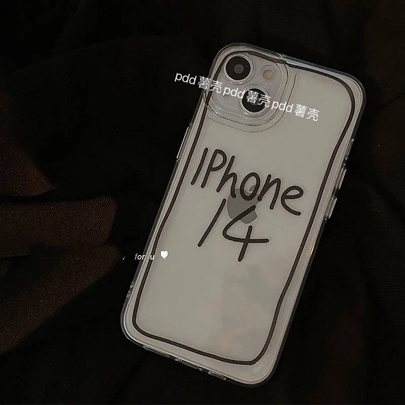 Xiaohongshu New Personalized Transparent Apple 14 Phone Case 13/12Promax Soft XR/Xs Drop-Resistant 7/8Plus QPJU