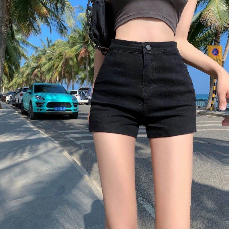Quần short denim COZOKC lưng cao dáng ôm dễ phối đồ hợp thời trang