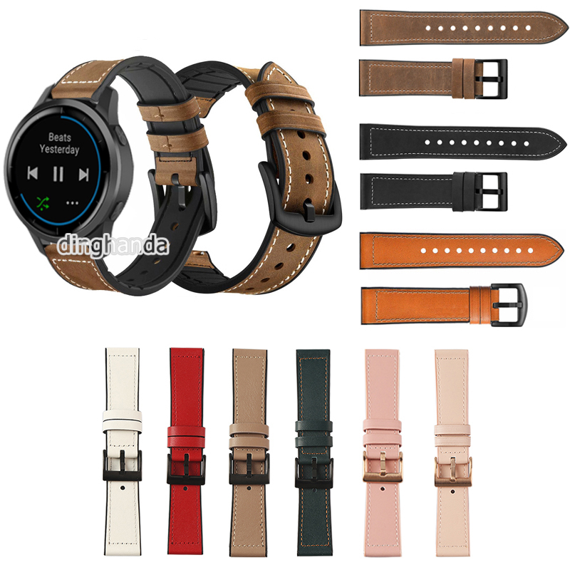 Dây Đeo Bằng Da Thật 22mm Cho Đồng Hồ Thông Minh Garmin Vivoactive 4