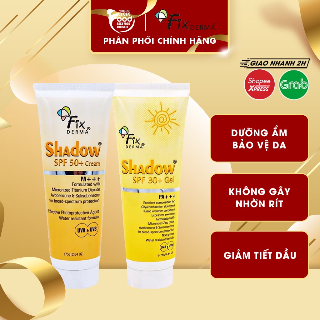 Kem, Gel Chống Nắng Dưỡng Ẩm Da FIXDERMA Shadow 75g