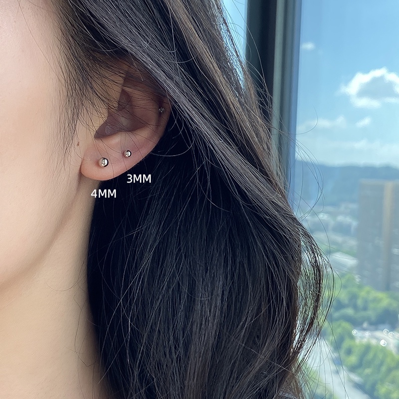 We Flower Bông Tai Mạ Bạc 925 Đính Hạt Tròn Nhỏ Không Gây Dị Ứng Thời Trang Hàn Quốc Cho Nữ