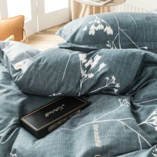 Cotton Poly Bộ Chăn Ga Gối Cây Xám