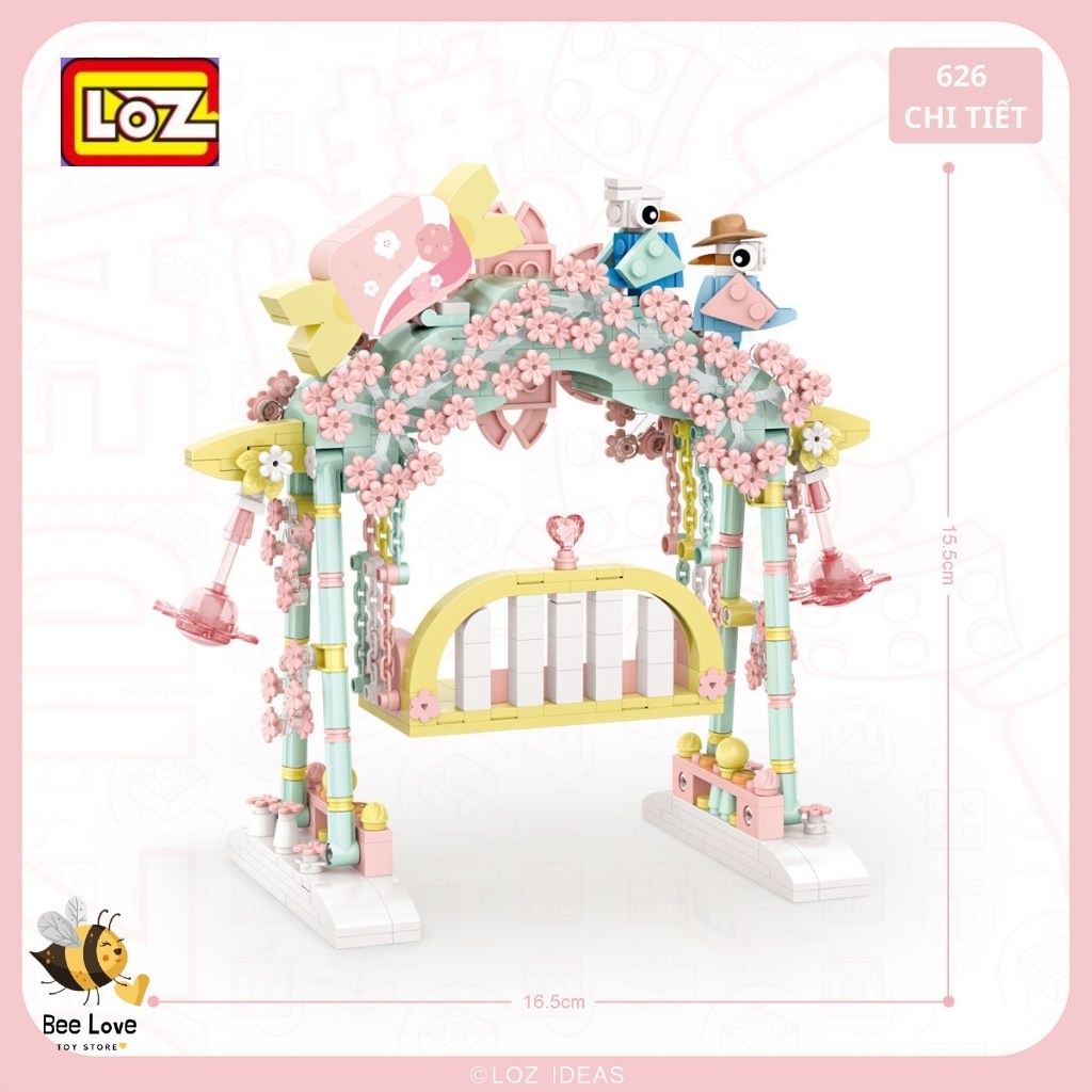 Đồ chơi lắp ráp thông minh cho bé Mô hình Xích đu hoa anh đào độc đáo, phát triển trí não trẻ em