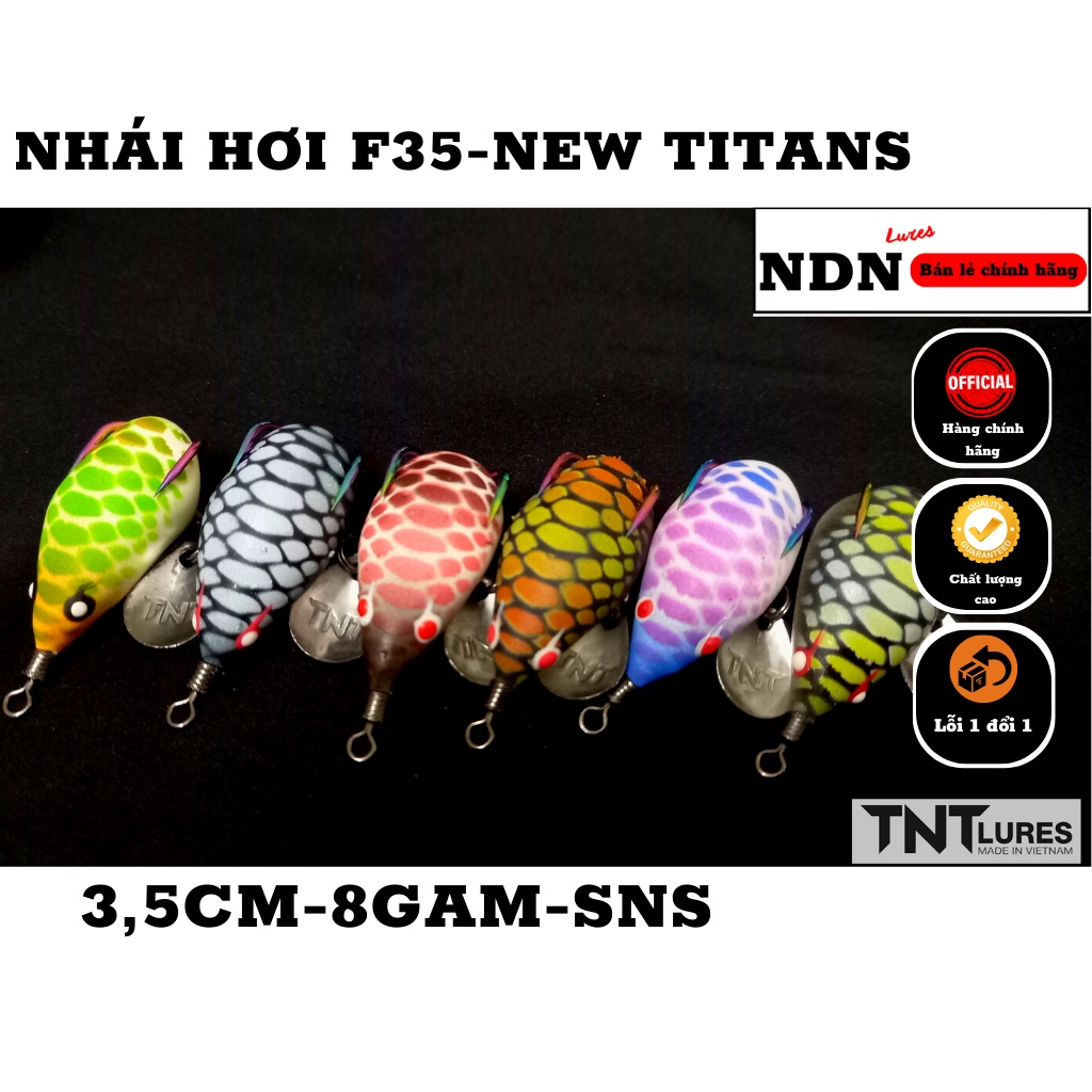 Mồi lure NHÁI HƠI F35 TNT Lures, mồi giả câu cá lóc 3,5cm-8gam-action chìm NEWS TITAN